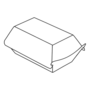 Pommesbox Clamshell mit anhängendem Deckel XS, weiß, Musteraufdruck hellgrün