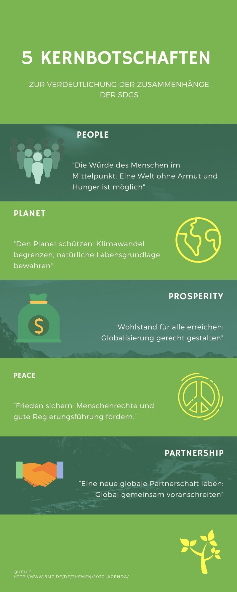 Infografik 5 Kernbotschaften der SDGs